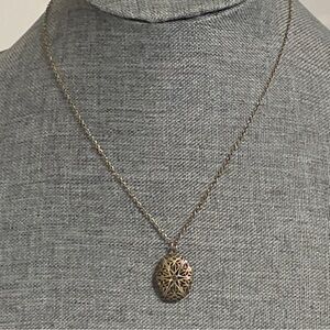 Filigree Gold tone locket pendant necklace